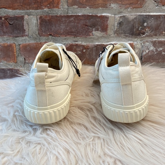 NWT Zara Canvas Low Top Ecru Trainers, Size 10 - Picture 16 of 17